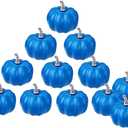 vensovo 3 Inch Small Blue Pumpkins for Decorating - 12PCS Mini Foam Decorative Pumpkins for Fall Decor, Paintable Artificial Pumpkins Perfect for Halloween Decor Thanksgiving Decor