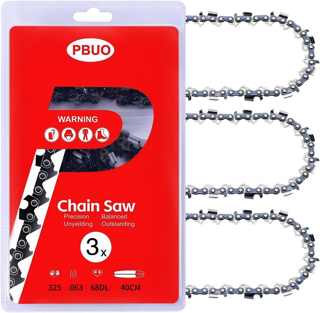 18 Inch Chainsaw Chain Replacement .325" Pitch .063" Gauge 68 Drive Links, Fits Stihl (PRE 2023 .063" Gauge) 025, MS250, MS251, 3005 008 4717-36390050068, Full Chisel, 3 Pack | P-Series