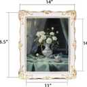 Saysmile Vintage 11x14 Picture Frame White, Textured Antique Picture Frames with Embossed Flower Design, Ornate Frame for 11x14 Photo, Resin Antique Frames Tabletop & Wall Hanging, Home Decor