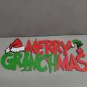 Greenchmas Wooden Merry Christmas Door Hanging Sign - Indoor/Outdoor Wall Decor & Tree Ornaments