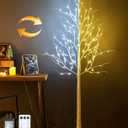 Lighted Birch Tree, 6ft 96LED Birch Tree Lights,Artificial Twig Tree Light 9Modes Timer for Indoor Outdoor Christmas Halloween Easter Tree Home Party Wedding Decor,Warm & Cool White (6ft Warm & Cool)