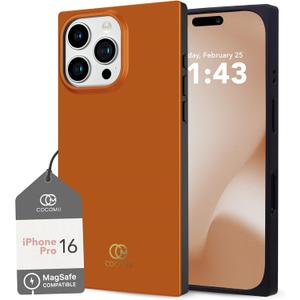 Cocomii - Rectangle Case Compatible with iPhone 16 Pro - Compatible with MagSafe, Solid Color, Fashionable Hues, Matte, Magnetic Phone Case for iPhone 16 Pro 6.3 inch, Caramel