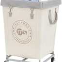 STORAGE MANIAC Commercial Laundry Hamper with Heavy Duty Steel Frame, 160 L Industrial Laundry Basket Cart with Wheels for Hotel, Home, Laundry Room, 17.72''L x 17.72''W x 30.91''H, Medium Beige