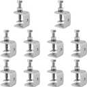 Stainless Steel C Clamps Mini 1 inch, HOZEON 10PCS Heavy Duty Tiger Clamp with Wide Jaw Openings, Metal U Clamp Brackets Small Desk Clamps for Woodworking, Metal Working, Silver