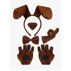 Syhood Puppy Dog Costume Set Dog Ears Headband Bowtie Nose Tail Paw Gloves Animal Costume Accessories for Halloween Carnival