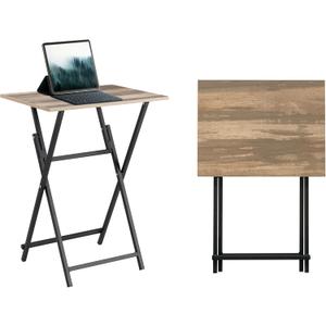 JOIN IRON Foldable TV Tray,Set of 2,Portable Wooden Snack Table, No Installation Required, Perfect for Living Room, Bedroom, Office, and Small Spaces (Slate)