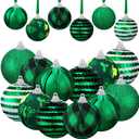 Sratte 12 Pcs St Patricks Day Ball Ornaments 2 Inch Green Shamrock Sequin Hanging Ball Ornaments Green Irish Ornament for Tree Decoration Glitter Clover Decor for St. Patrick's Day Festival Decoration