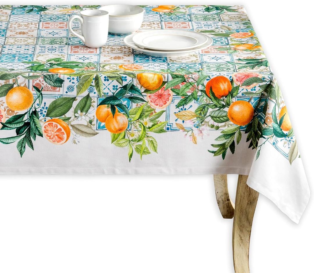 Maison d' Hermine Table Cloth Rectangle Table 100% Cotton 70 x 108 Inches Tablecloth Reusable Decorative for Dining Kitchen Room Farmhouse Party Home Hotel Restaurant Spring Summer - Agrume
