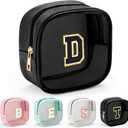 YOOLIFE Initial Makeup Bag Travel Toiletry Bag, Clear Makeup Bag Car Accessories For Women Clear Makeup Bags With Zipper Girlfriend Teacher 7 Year Old Girl Gifts Daughter Gifts Girl Gifts Mini Black D