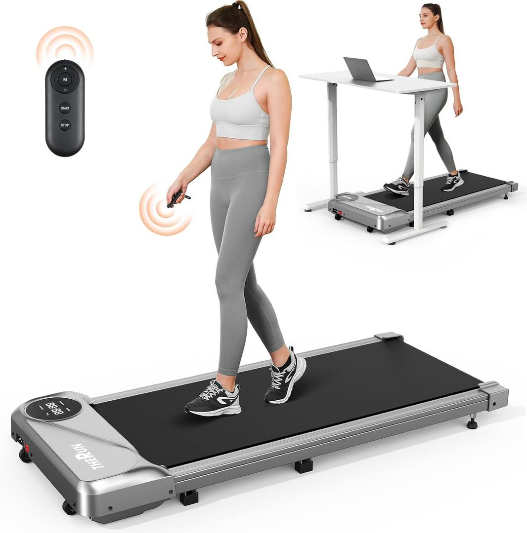 THERUN Walking Pad Treadmill Under Desk, Portable Mini Treadmill for Home/Office, Walking Pad Treadmill 2.5HP, Walking Jogging Machine with 265 lbs Weight Capacity Remote Control LED Display