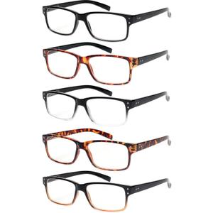 NORPERWIS Reading Glasses 5 Pairs Quality Readers Spring Hinge Glasses for Reading for Men and Women (5 Pack Mix Color, 1.00)