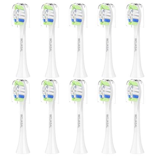 Replacement Toothbrush Brush Heads Compatible with Philips Sonicare Electric Toothbrushes with Click-on System Dupont Bristles for Optimal Plaque Remove, Pack of 10, White
