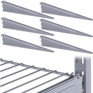 Wonderjune Adjustable Locking Shelf Bracket 16 Inch Shelf Brackets Heavy Duty Wire Shelving Brackets for Deep Wire Shelving Double Track System(Gray,6 Pcs)