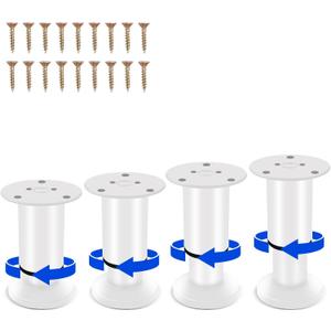 4 PCS Adjustable Height Bed Support Legs [with Screws] 3.15-4.72 inch for Bed Frame/Bed Center Slat, Heavy Duty Furniture Replacement Legs for Sofa/Cabinet/Couch/Dresser/Table (White)