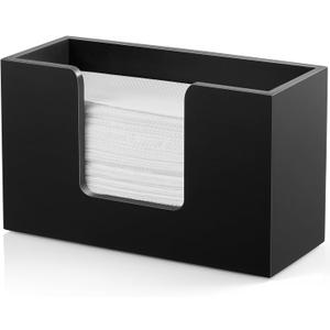 Paper Towel Dispenser Countertop, Wooden Bathroom Paper Towel Holder, Black Napkin Holder for Kitchen, Countertop Multifold C-Fold, Z-Fold, Trifold Paper Hand Towel Dispenser for Bathroom Toilet (11.02" x 4.65" x 6.57")