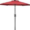 Simple Deluxe 7.5ft Patio Umbrella Outdoor Table Market Yard Umbrella with Push Button Tilt/Crank, 6 Sturdy Ribs for Garden, Deck, Backyard, Pool, Red