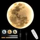 QIYIMEILUX Large Moon Wall Sconce Plug in Modern LED Dimmable Wall Light with Remote Control 23.6 inch 31W Black Wall Lamp Indoor Wall Mounted Lighting Ceiling Light for Living Room Bedroom