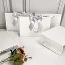 SKEFOLI Gift Bags White Gift Bags with Ribbon Handles, Set of 8, 30x20x10 cm, Ideal for Birthday gift bag, Anniversaries wedding gifts