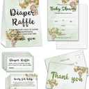 Baby Shower Cards Kit - We can Bearly Wait Set of 25 Baby Shower Invitations with Envelopes, Diaper Raffle Sign & Tickets, Thank You Postcards, Book Request Cards for Baby Shower - Watercolor Green