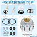 Acrylic Single Handle Trim Set, Complete Faucet Repair Kit Replacement Compatible with Delta 600 Series Shower Valve, Compatible with RP212 Stainless Steel Ball Valves (1 Pack,Knob)