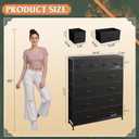 WLIVE Tall Dresser for Bedroom with 12 Drawers, Dressers & Chests of Drawers, Fabric Dresser for Closet, Living Room, Storage Dressers with Storage Drawers, Steel Frame, Wood Top, Charcoal Black