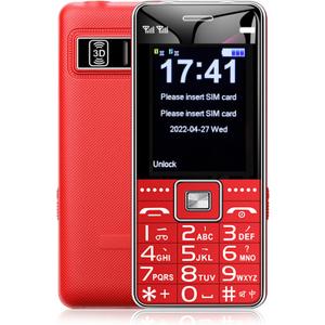 4G Big Button Candy Bar Elderly Mobile Phone, Big Button Unlocked 4G Senior Cell Phone, Dual Card Cellphones SOS Function Flashlight Cell Phone Loud Volume,Red