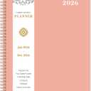 2 x 2026 Monthly Planner - Monthly Planner 2026, Jan. 2026 - Dec. 2026, 9" x 11", 12-Month Planner, Tabs & Pocket, Twin-Wire Binding - Rosy Pink