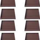 5x5 Square Rubber Furniture Caster Cups, Anti-Sliding Furniture Pads Bed Stopper Floor Protectors with Grip - Protect Any Flooring (8 Pcs Brown)