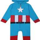Marvel Hulk, Captain America, Iron Man or Spider-Man Boys Zip Up Hooded Coverall for Infant and Toddler (2T)