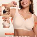 LetsJoli Bras for Women Supportive Wireless Push Up Bra Full Coverage No Underwire Seamless Plus Size for Older Women (Beige, XL)