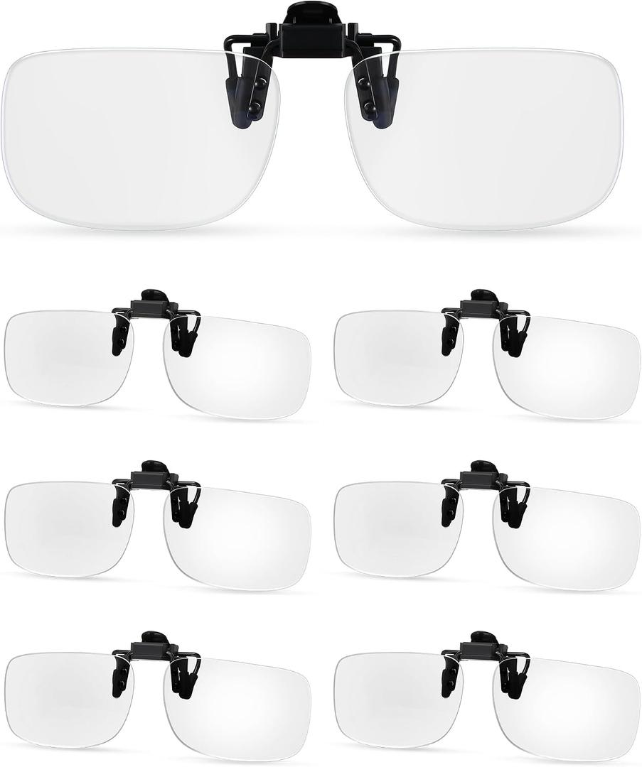 Copkim 4 Pairs Clip on Reading Glasses Flip up Magnifying Clip on Lens Blue Light Blocking Non Prescription Reading Glasses