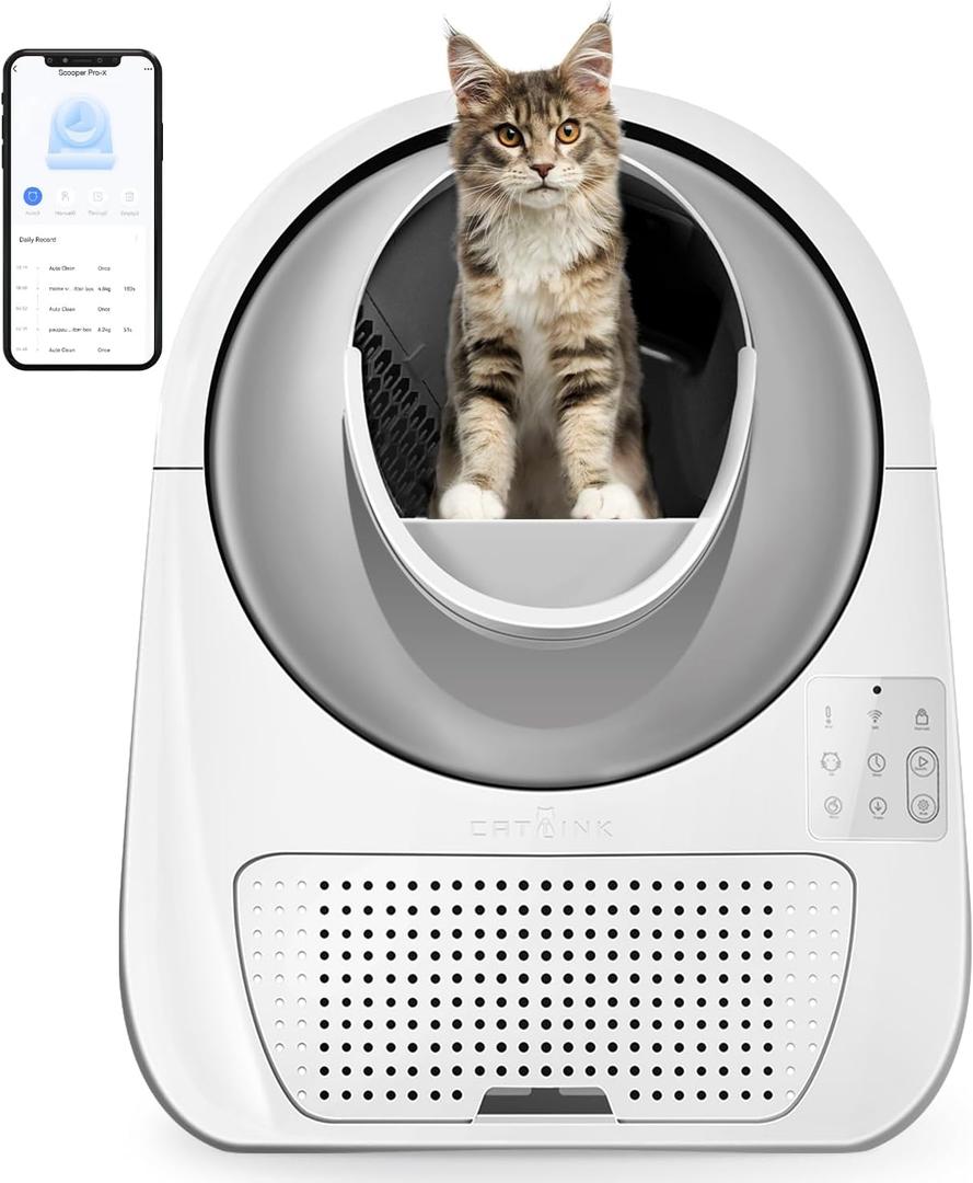 CATLINK Self Cleaning Automatic Litter Box for Cats - Hands-Free Cleanup with App Control, Double Odor Removal - Extra Large Size for 3.3~22lbs Cats - Smart Robot Cat Litter Box 