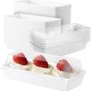 100 Set 7.5 x 3 x 2.5 Inch Charcuterie Boxes with Clear Lids, To Go Packaging Bakery Bread Sandwich Boxes, Rectangular Disposable Paper Storage Containers for Cake Slice Desserts Strawberry