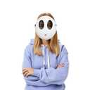 Halloween Party White Shy Guy Mask Girl Halloween Mask Ghost Face Mask Full Face Mask Costume Cosplay Prop Accessories Shy Guy Costume Men's Game Mask Shy Guy