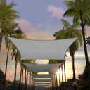Amgo 8' x 14' Grey Rectangle Sun Shade Sail Canopy Awning UPF50+ AGTAPR0814, 95% UV Blockage, Water & Air Permeable, Commercial and Residential