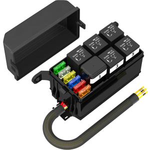Joinfworld Relay Box 12V Relay Fuse Box Automotive Waterproof Fuse and Relay Box Pre-wired with 6 Relays and 6 ATC/ATO Blade Fuses for Car Truck Jeep Boat (Normal)