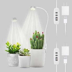 Shyineyou Small Grow Lights for Indoor Plants Full Spectrum,Plant Lights for Indoor Growing, Clip on Plant Grow Light with 3/9/12H Timer for Succulents,Small Plants, 2-Pack