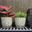 Gepege 6 Inch Beaded Ceramic Planter Set of 2 with Drainage Hole and Saucer for Plants, Indoor-Outdoor Large Round Succulent Orchid Flower Pot (Smoked Gray, Inner-pots not Larger Than 5 Inch)