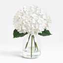 Hydrangea Artificial Flowers in Vase Fake Flowers for Home Decor | Real Touch White Hydrangea Faux Flowers with Faux Water for Bedroom Bathroom Office Table Centerpiece