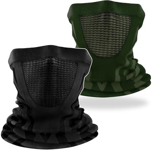 TEUEN 2 Pack Winter Neck Gaiter Warmer Windproof Ski Face Mask Cover Scarf Balaclava for Men Women Cold Weather Cycling
