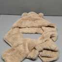 Women Kawaii Bear Ear Beanie Hat Scarf 2 in 1 - Cute Winter Warm Sherpa Thicken Fleece Fuzzy Japanese Fluffy Knit Hat Cap (7-7 1/8, Beige)