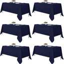 Fitable Navy Tablecloths for 6-8 Foot Tables, 6 Pack - 70 x 120 Inches - Reusable and Washable Table Clothes, Polyester Fabric Table Covers for Wedding, Party, Banquet