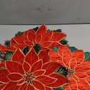 Christmas Placemats Set of 6 Indoor Embroidered Red Round Poinsettia Flower Placemats for Table Decorations Home Winter Holiday Party Kitchen Dinning (Poinsettia Placemats 6)