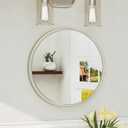 TokeShimi 18 in Round Brushed Nickel Mirror Bathroom, Shatterproof Bathroom Vanity Mirror Circle, 18x18 Silver Round Mirrored Farmhouse Aluminum for Entryway, Bedroom, Restroom, Vanity, Living Room (18"L x 18"W)