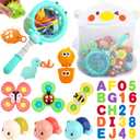 Baby Bath Toys for Toddlers 1-3, Kid Bathtub Toy with 36 Foam Bath Letter & Number, Fishing Games with Fish Net, Water Pool Toy with Storage Bag, Shower Toy Gift for Boy Girl Infant 1 2 3 4 5 6