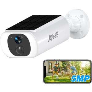 ANRAN 5MP Solar Security Camera Outdoor, Wireless Battery Powered WiFi Camera for Home Surveillance with Built-in Solar Panel, Color Night Vision, 2-Way Audio, Siren Alarm, Works with Alexa, C3 Max