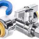 Tee Stop Valve, 1/2" PTC x 1/2" PTC x 1/4" OD Compression, Push to Connect Brass Plumbing Fitting for PEX, Copper, CPVC Pipe, Quarter-Turn Shut Off Water Valve Disconnect Clip
