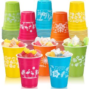 Domensi 50 PC Hawaiian Luau Cups Party Decorations 16 oz Tiki Tropical Plastic Disposable Cups Hawaii Hibiscus Pineapple Flamingo Palm Tree Coconut Dinnerware for Summer Pool Beach Party Supplies Domensi 50 PC Hawaiian Luau Cups Party Decorations 16 oz Tiki Tropical Plastic Disposable Cups Hawaii Hibiscus Pineapple Flamingo Palm Tree Coconut Dinnerware for Summer Pool Beach Party Supplies