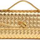 Evening Woven Handbag for Women PU Leather Clutch Purses Removable Strap Shoulder Bag Fashion Crossbody Tote Bag