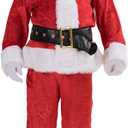 EraSpooky Men Christmas Santa Costume Adult Flannel Classic Suit 7pcs (One Size)